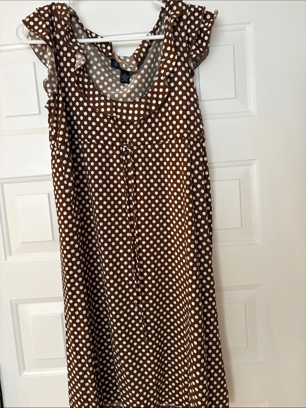 INC International Concepts Brown and White Polka Dot Maxi Dress